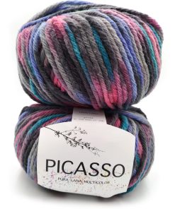 100gr. Picasso 100%Lana Grigio/Viola/Smeraldo Col. 5