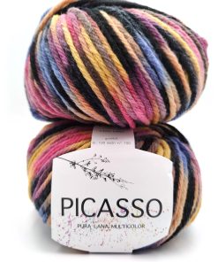 100gr. Picasso 100%Lana Nero/Giallo/Fucsia Col. 10