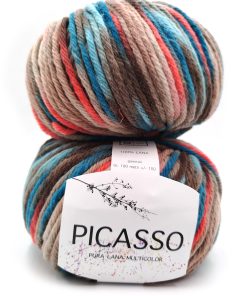 100gr. Picasso 100%Lana Beige/Smeraldo/Rosso Col. 3
